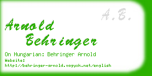 arnold behringer business card